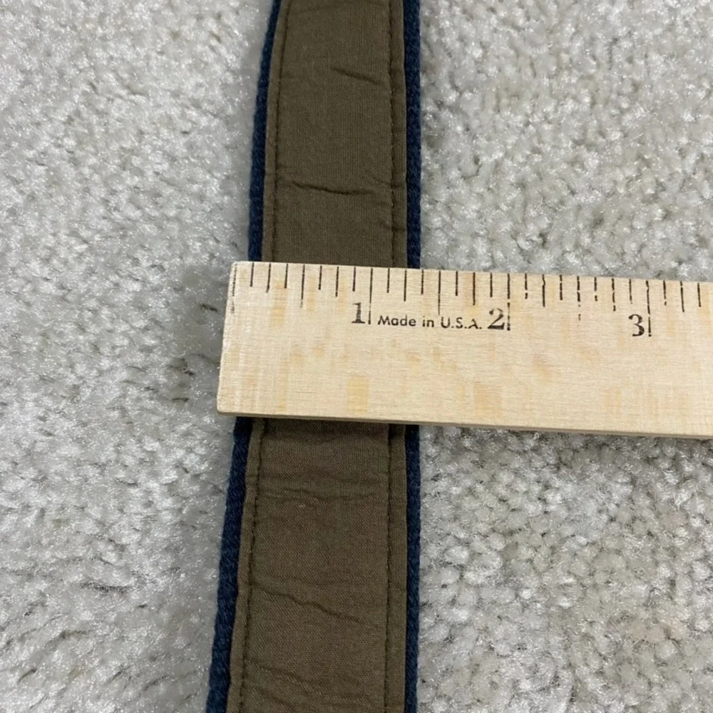 Brooks Brothers Belt Mens XL Canvas D-Ring Ribbon Olive Green Embroidered Ducks